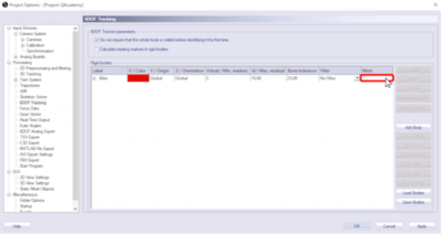 Listenauswahl des Rigid Body in OBJ Datei