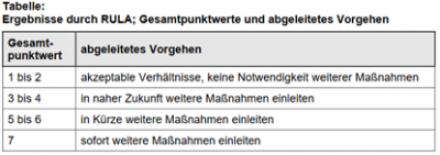 RULA Ergebnisse