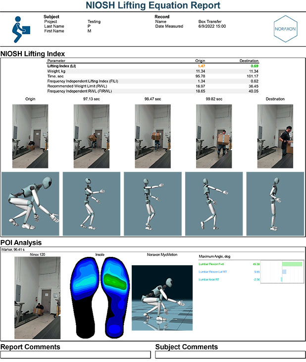 NIOSH Lifting Equation Report